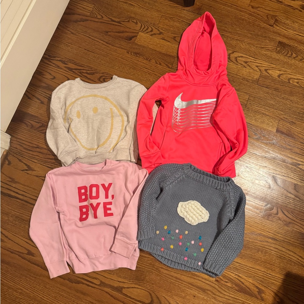 Kids Sweatshirt and Hoodie Set - Pink, Gray, Cream
